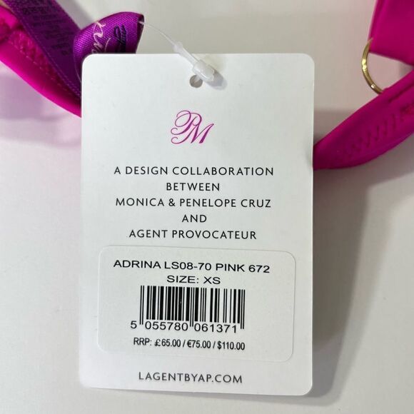NEW L’Agent Agent Provocateur Adrina Bikini Top in Pink Size XS - Picture 5 of 6